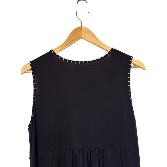 Chelsea & Theodore Embroidered Dress Petite L Sleeveless Black Knit Maxi Dress - Picture 6 of 10